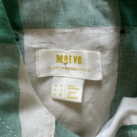 Maeve by ANTHROPOLOGIE Midi Gingham green and white dress - Picture 5 of 6